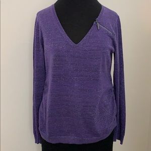 DKNY women’s v-neck metallic sweater.